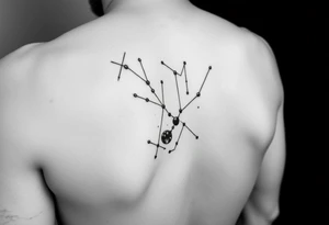 Big Virgo constellation into galaxy for leg tattoo idea