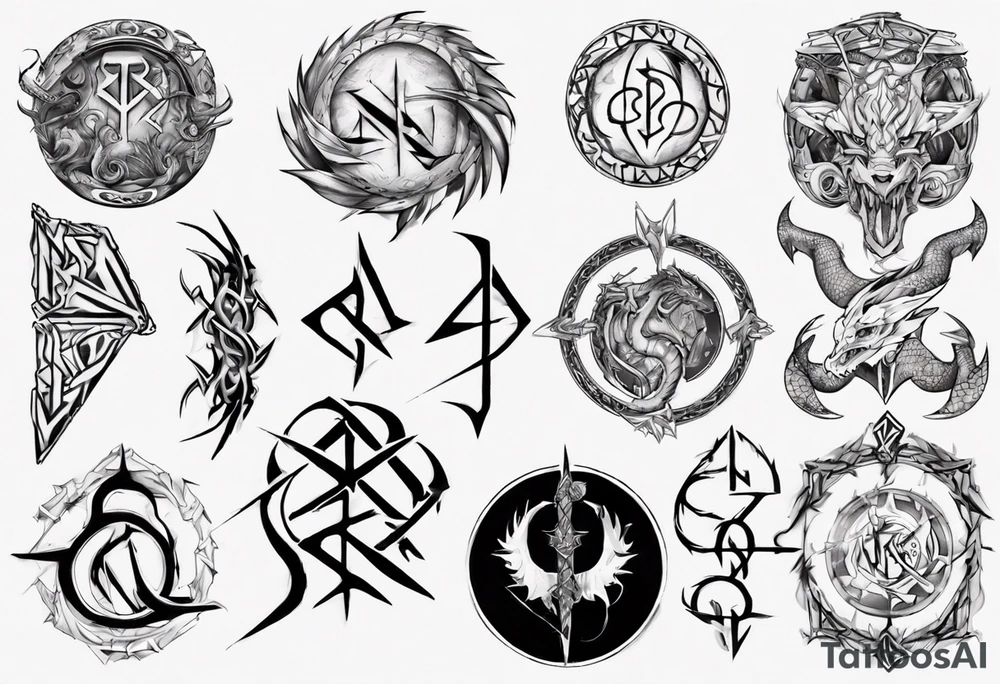 Nórdics runes power with  dragón tattoo idea