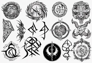 Nórdics runes power with  dragón tattoo idea