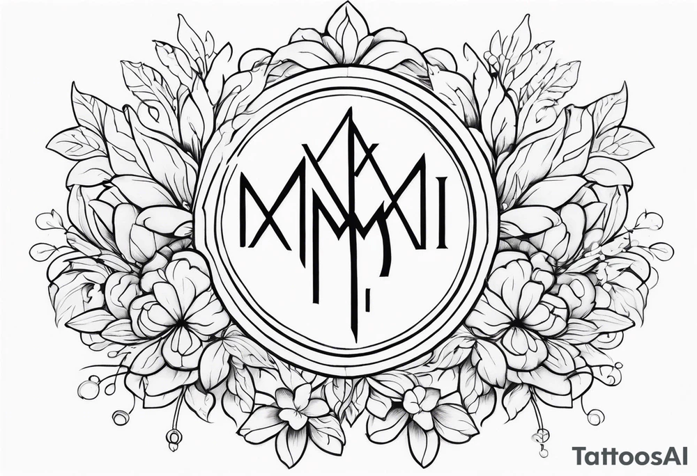 III.XIII.MMXI surrounded by floral and shapes on tricep tattoo idea