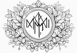 III.XIII.MMXI surrounded by floral and shapes on tricep tattoo idea