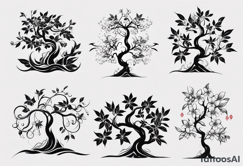 Elements: the north needle in the center, outside the north needle are several branches and leaves of the eggplant tree, and the outermost edge is a long wavy line
Location: Behind the upper arm of the left hand, about 6*20 cm from the elbow to the shoulder tattoo idea