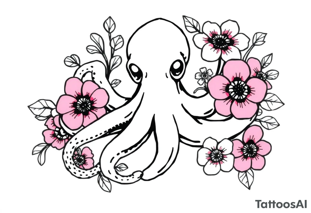 octopus and flowers tattoo idea