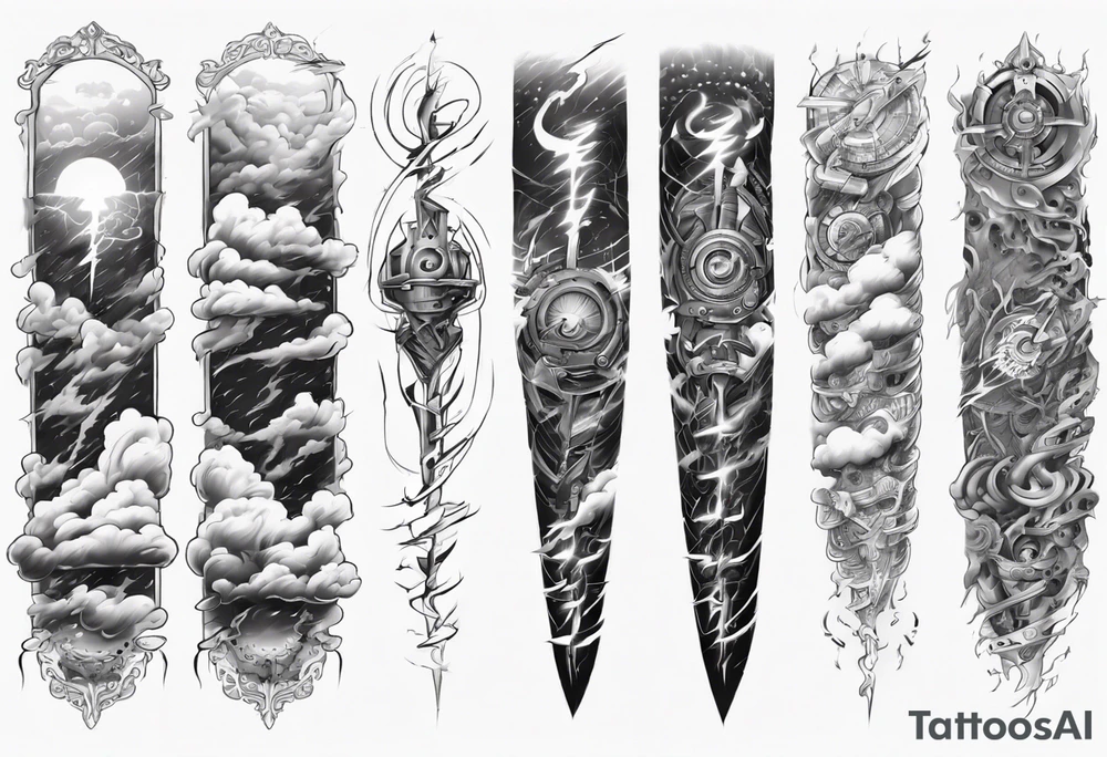 forearm sleeve lightning and clouds pattern tattoo idea forearm sleeve lightning and clouds pattern tattoo idea