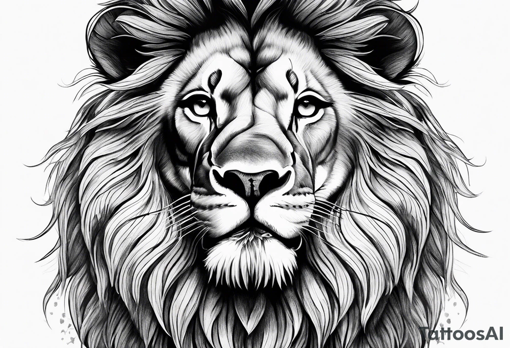 powerful majestic lion, close-up tattoo idea