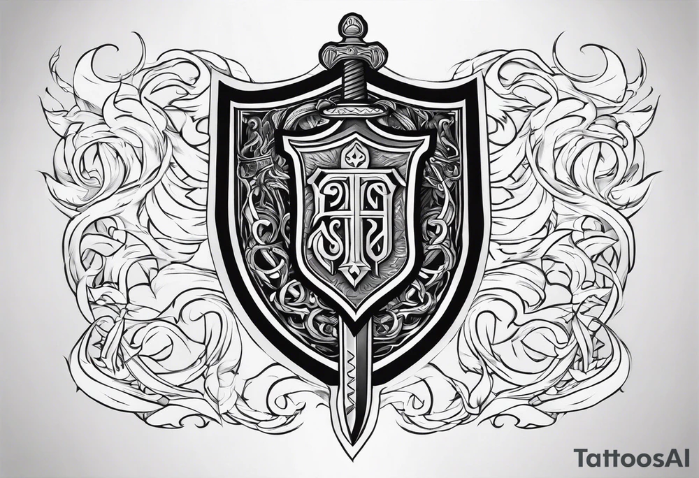 Valhalla sword fire chains shield tattoo idea
