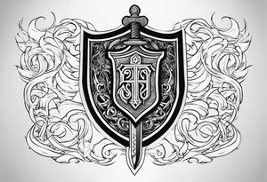 Valhalla sword  fire chains shield tattoo idea