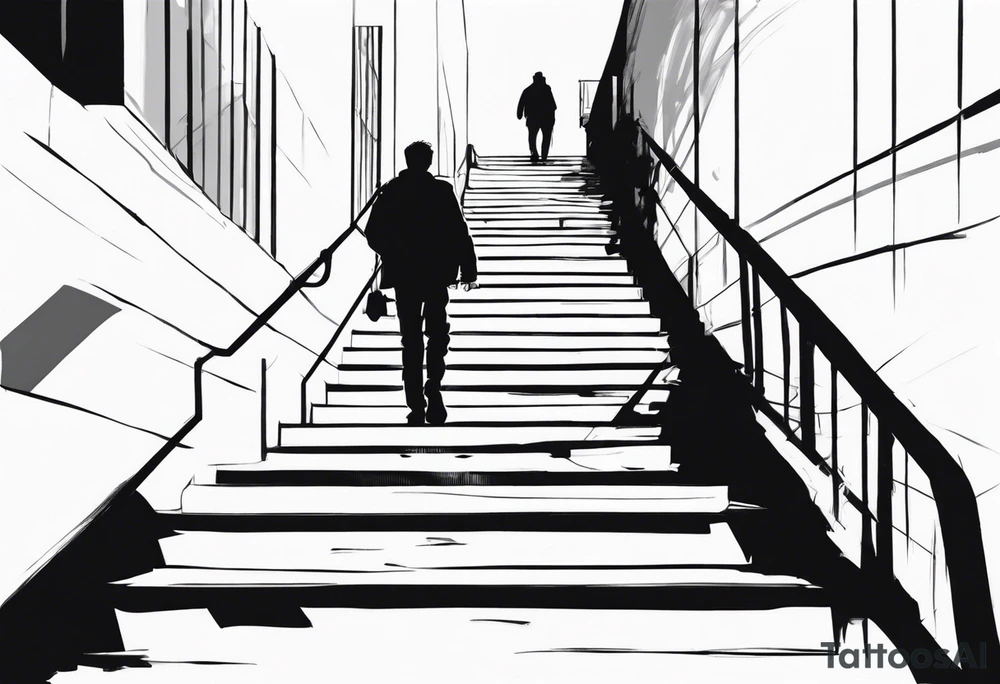 Boy walking upstairs with dad tattoo idea