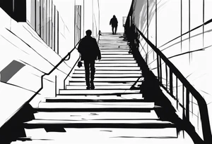 Boy walking upstairs with dad tattoo idea