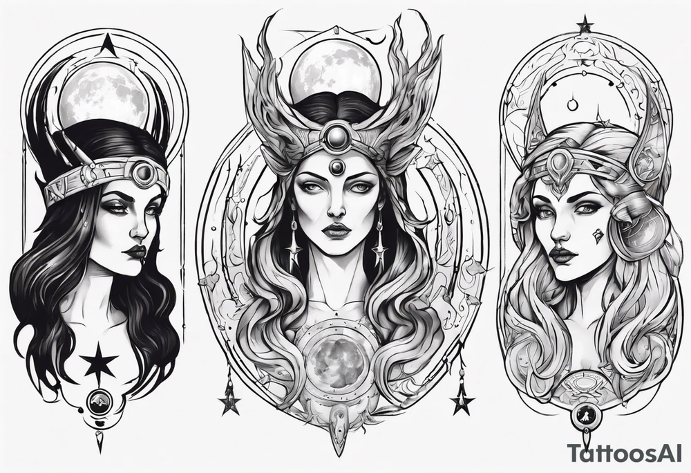 The High Priestesses. Hecate, Artemis and Selene in One. Representing Magic, Intuition and The Moon. tattoo idea