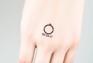 simple and elegant black wedding ring with the wedding date tattoo idea