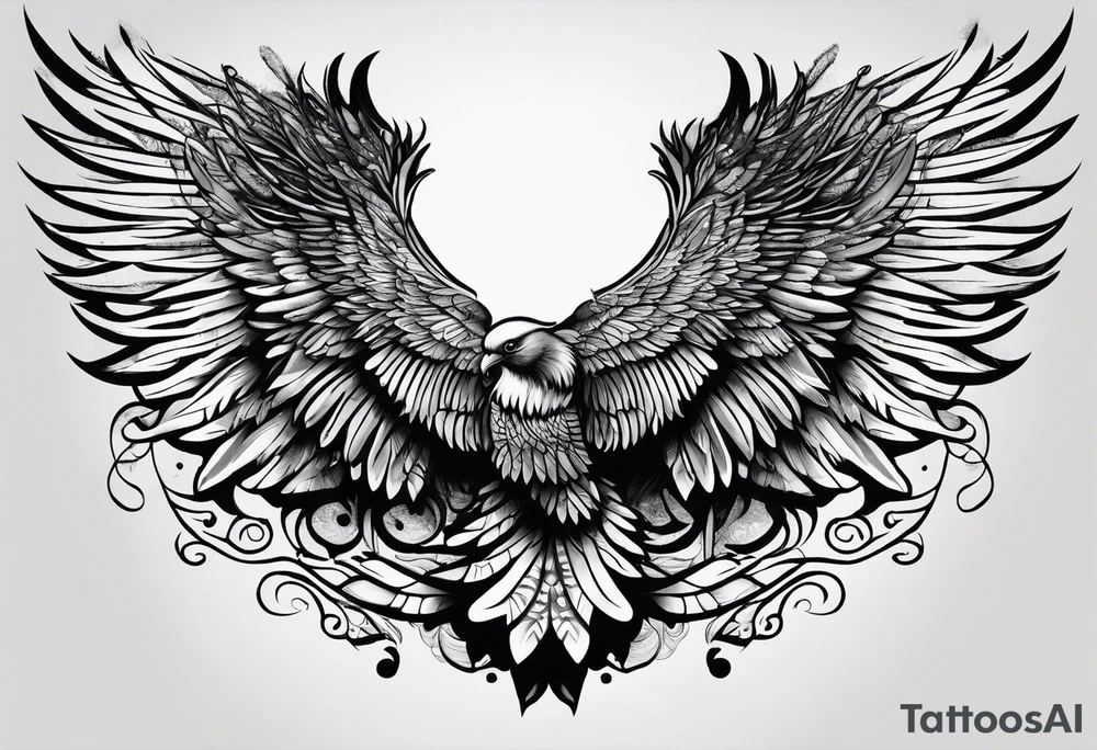 Wings with the word Glenn in between tattoo idea