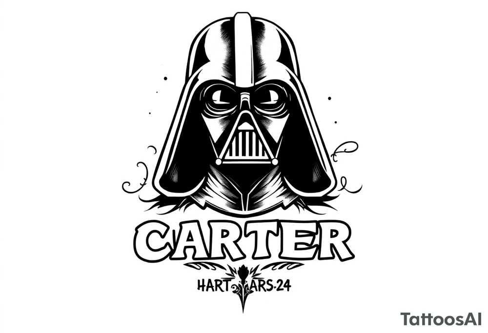 Skateboarding Darth Vader
WORDS in star wars font "Darth Carter"
12/29/88-01/06/24 tattoo idea