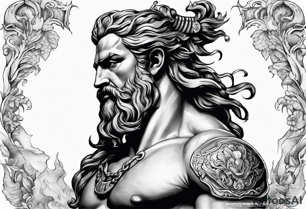 Poseidon side profile tattoo idea