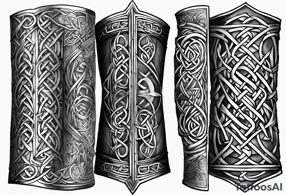 bracers armor written words celtic "honor" "loyalty" "unity" "honesty" tattoo idea