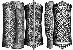 bracers armor written words celtic "honor" "loyalty" "unity" "honesty" tattoo idea