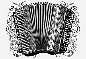 Accordion on a burnt paper tattoo idea