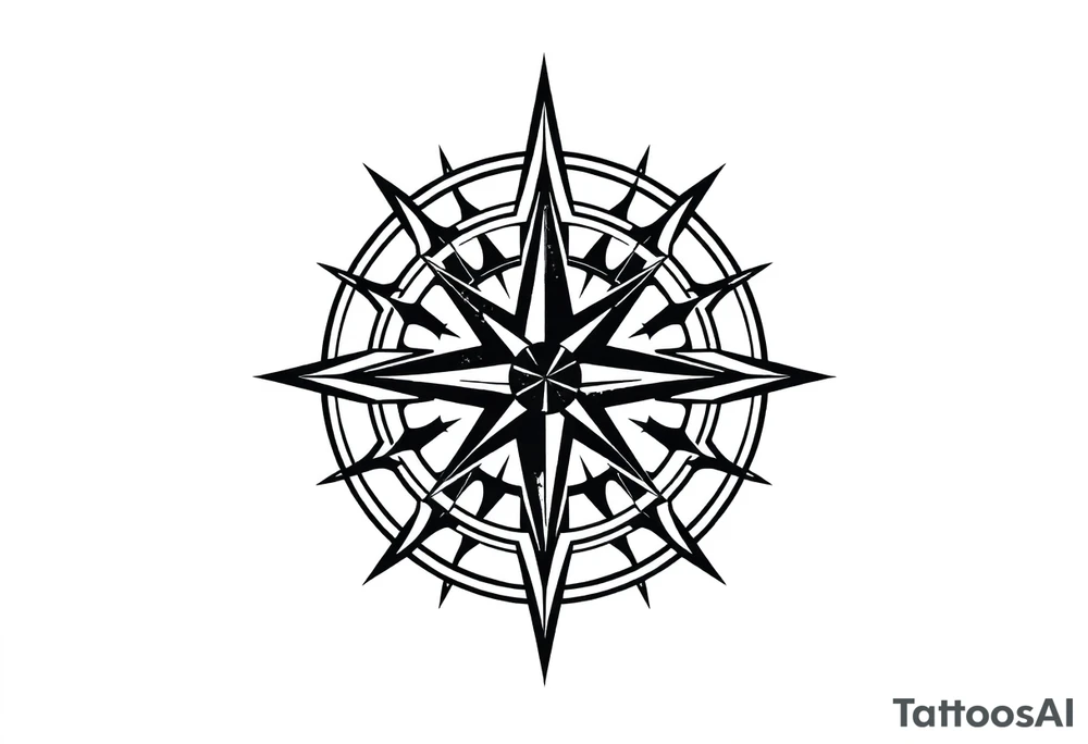 Double layered compass rose tattoo idea