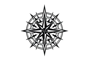 Double layered compass rose tattoo idea