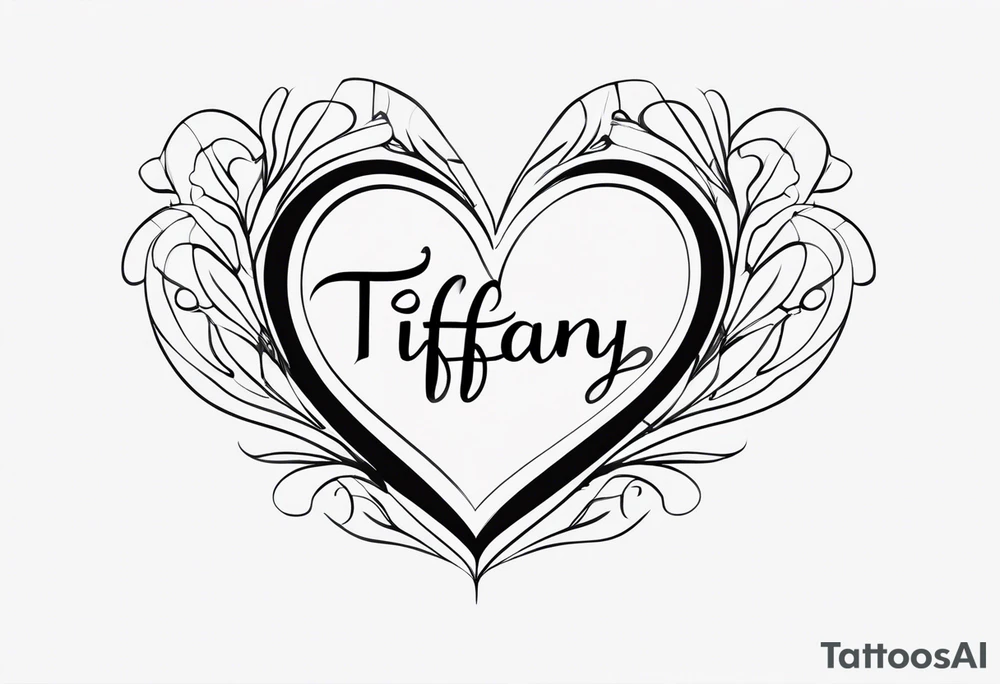 TIFFANY name, love heart on end tattoo idea