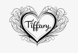 TIFFANY name, love heart on end tattoo idea
