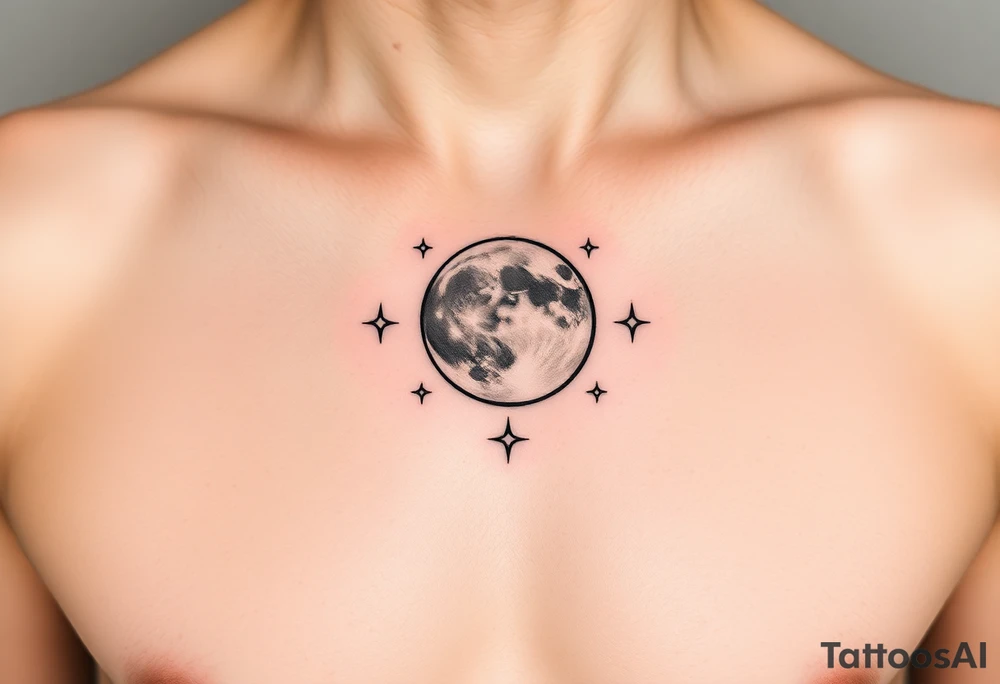 Moon and stars tattoo idea