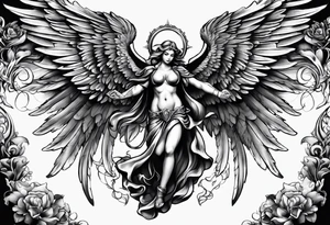 American guardian angel and demon angel fusing together tattoo idea