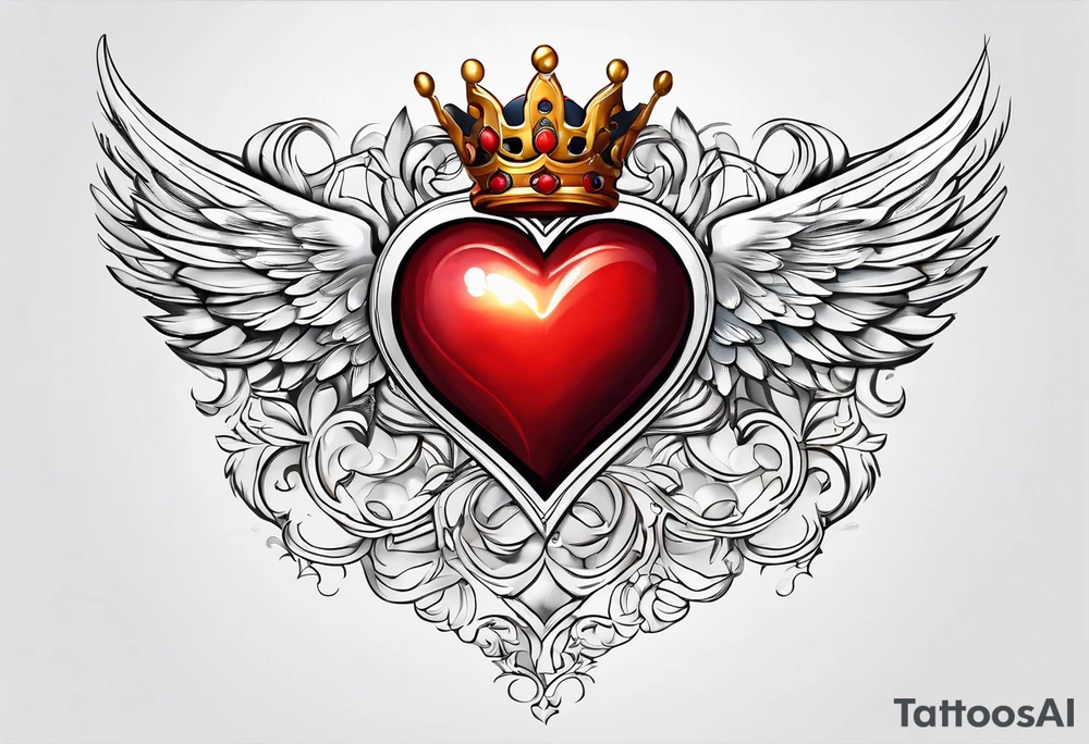 Red heart with a golden crown above it tattoo idea