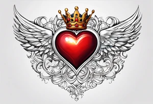 Red heart with a golden crown above it tattoo idea