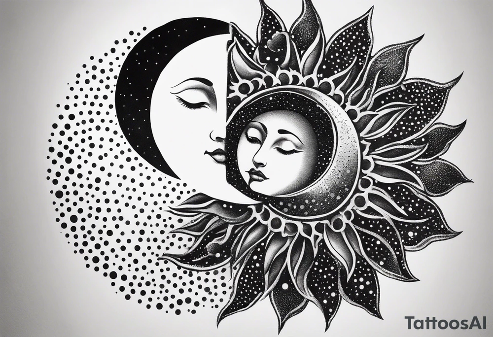 Sun and moon tattoo idea