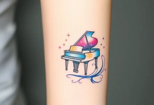 dream grand piano under the stars swirl tattoo idea