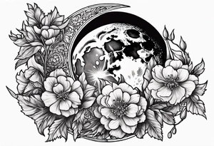 moon with carnations tattoo idea