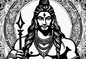 Lord Shiva and hangman with a compass on background tattoo idea