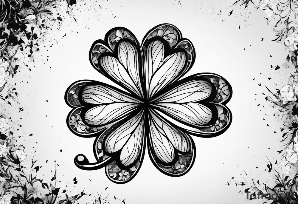 Black Four leaf clover shattered like glass tattoo idea Black Four leaf clover shattered like glass tattoo idea