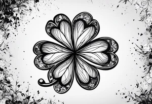 Black Four leaf clover shattered like glass tattoo idea