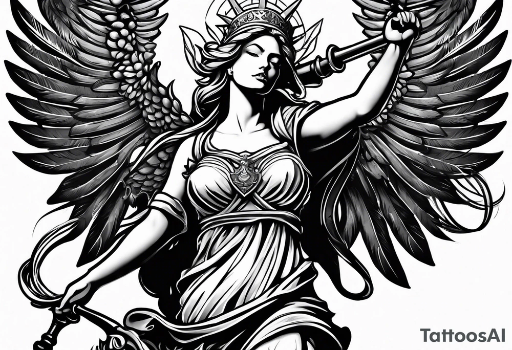 lady justice pheonix tattoo idea