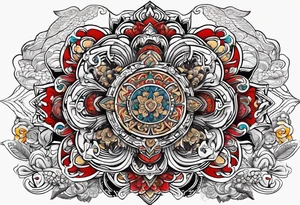anciest babylonian wisdom strength colerfull tattoo idea