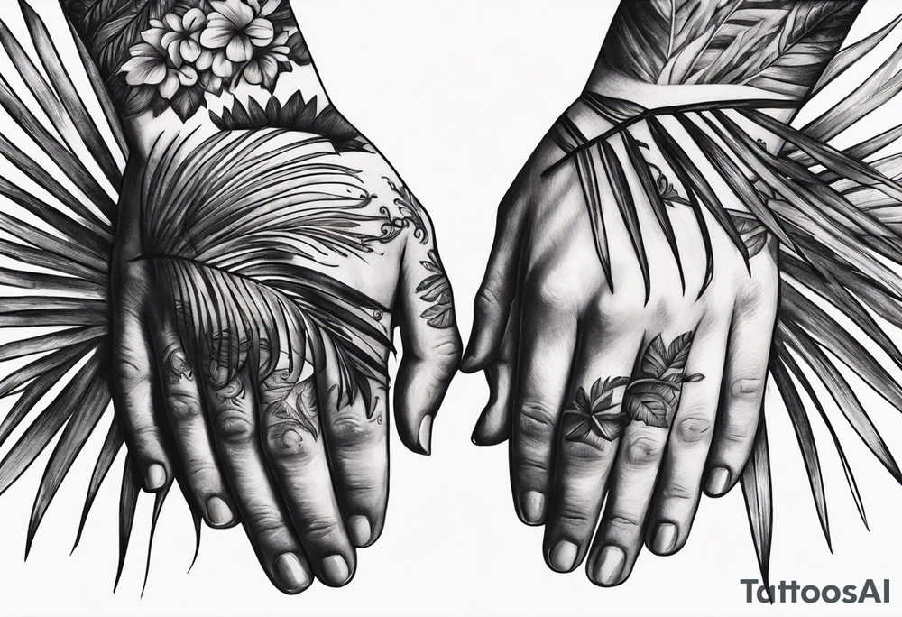 palm tree but switch leaves with hands tattoo idea