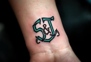 Celtic Knot Monogram – Forest green and dark brown “S & T” intertwined with a Celtic knot forming the base of the letters. tattoo idea
