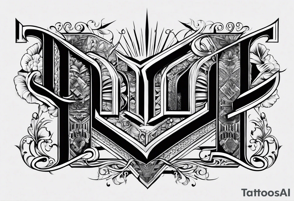 Using all these letters in our names; STEVE, BREANNA. Stack the letters on top of each other to create a design with almost all straight lines tattoo idea