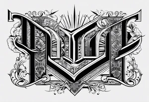 Using all these letters in our names; STEVE, BREANNA. Stack the letters on top of each other to create a design with almost all straight lines tattoo idea