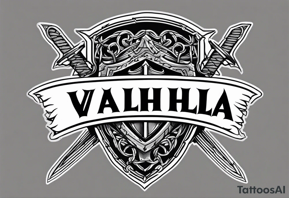Valhalla sword shield barb wire chain tattoo idea