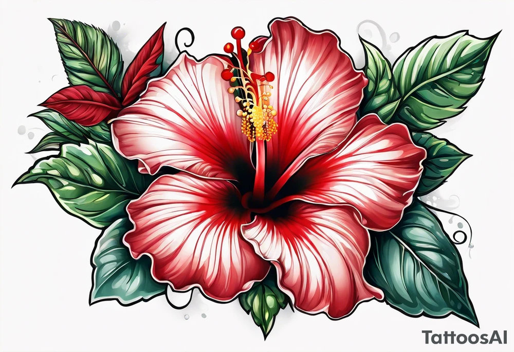 Red, hibiscus tattoo idea