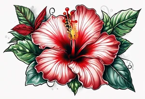 Red, hibiscus tattoo idea