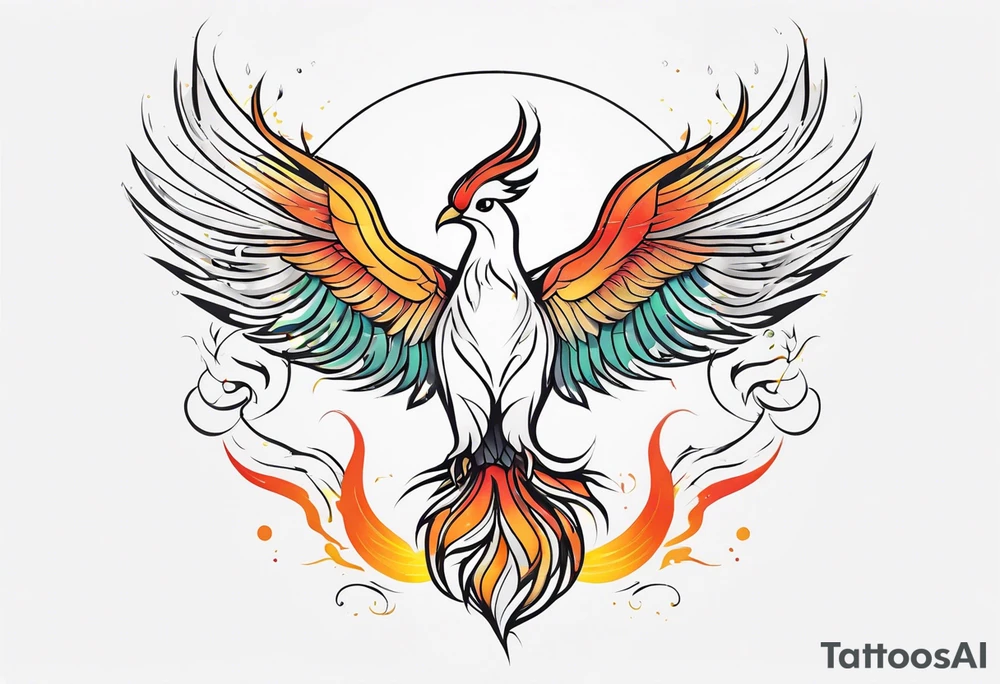 fine line phoenix tattoo idea