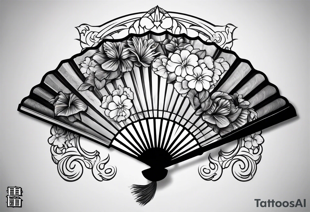 Black Japanese fan tattoo idea