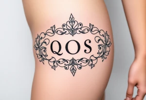 text reading "QOS" across a womb tattoo tattoo idea