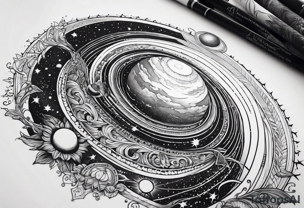 solar system spine tattoo idea