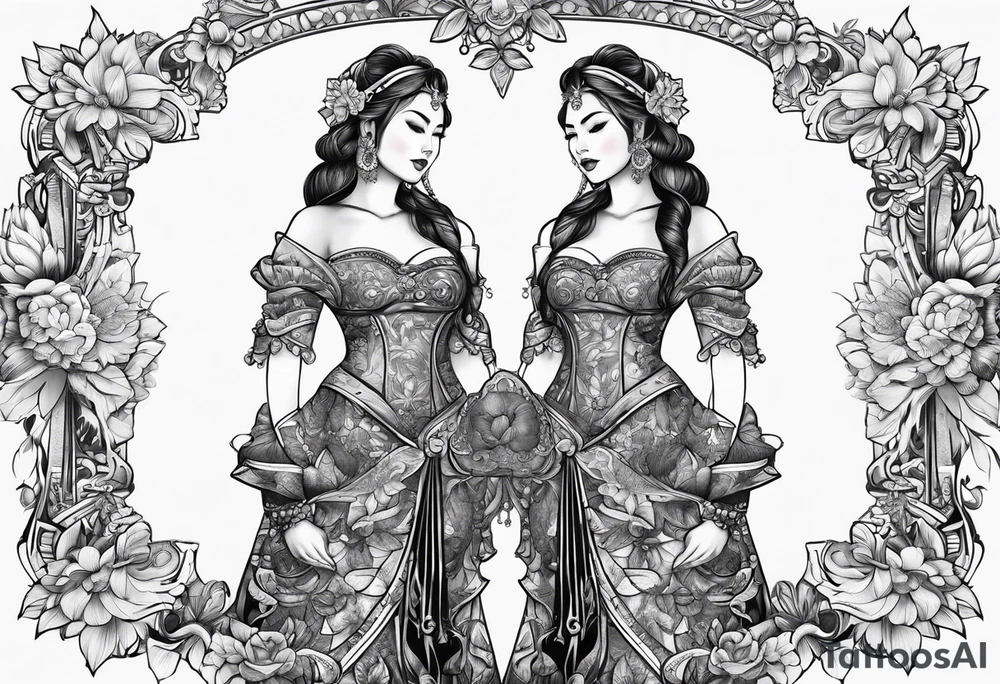 two sexy ladies tattoo idea