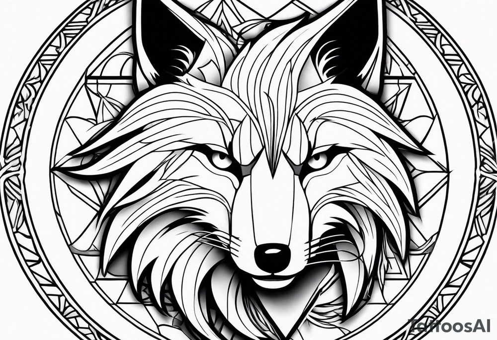 male nine tail fox tattoo idea